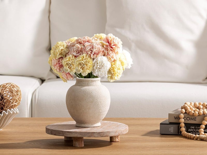 ooit Ceramic Rustic Farmhouse Vase, 6 Inch White Small Flower Vase Decorative Vase Short Pottery Vases for Home Decor Table Living Room Entryway Mantel Bookshelf Bedroom Bathroom Kitchen - White - Image 5